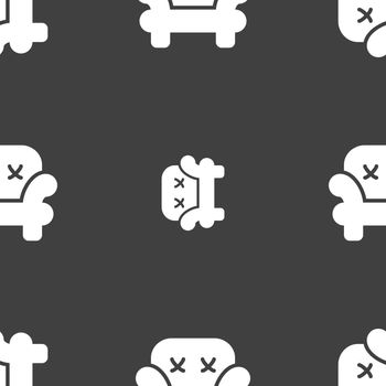 Armchair icon sign. Seamless pattern on a gray background. Vector illustration