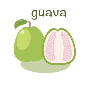 Guava icon in flat style. Isolated object. Guava exotic fruit. Vector illustration on white background