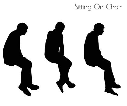 EPS 10 vector illustration of man in Sitting Pose On Chair pose on white background
