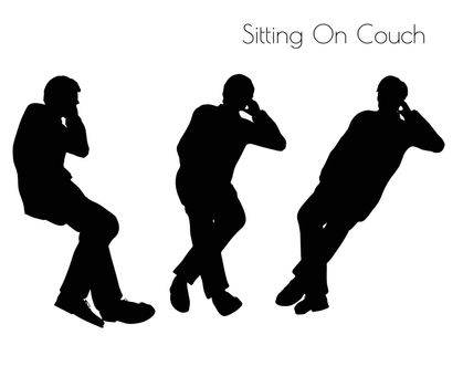 EPS 10 vector illustration of man in Sitting Pose On Couch pose on white background
