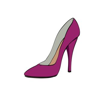Red womens high heels, color vector illustration isolated