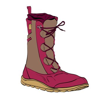 womens winter warm boots, color vector illustration isolated