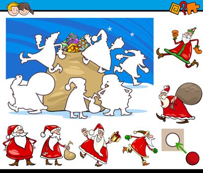 Cartoon Illustration of Educational Activity for Preschool Children with Santa Claus Characters on Christmas