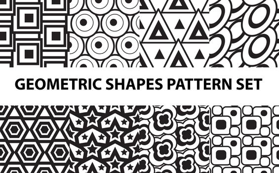 Geometric shapes pattern set, minimalist pattern, Memphis style. Vector illustration