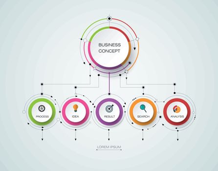 Vector infographic template with 3D paper label, integrated circles. Business concept with options. For content, diagram, flowchart, steps, parts, timeline infographics, workflow layout, chart



