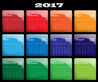 colorful 2017 vector calendar design. Elements for your work. Eps10
