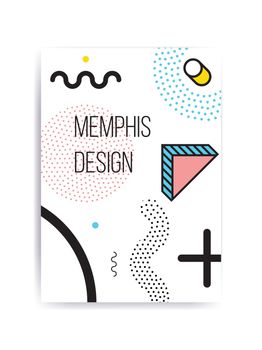 Colorful trend Neo Memphis geometric pattern juxtaposed with bright bold blocks of color zig zags, squiggles, erratic images. Design background elements composition. Magazine, leaflet, billboard
