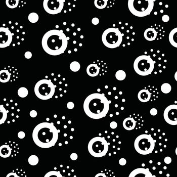 Vector seamless pattern in black and white. Universal repeating geometric abstract figure in pointillism, memphis, 80s, 90s style. Wallpaper, wrapping paper, interior, clothes