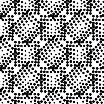 Vector geometric seamless pattern. Repeating abstract square gradation in black and white. Modern halftone design, pointillism, illusion