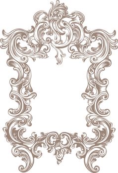 baroque frame on white background