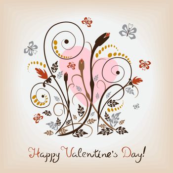 Card with an elegant floral pattern for Valentines Day