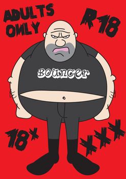 adults only bouncer age verification vector illustration