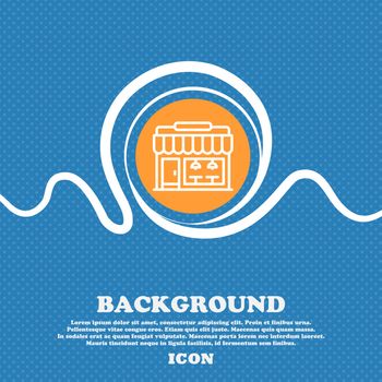 Store icon sign. Blue and white abstract background flecked with space for text and your design. Vector illustration