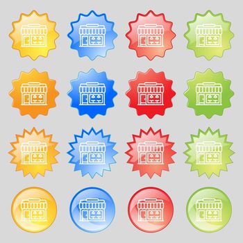 Store icon sign. Big set of 16 colorful modern buttons for your design. Vector illustration