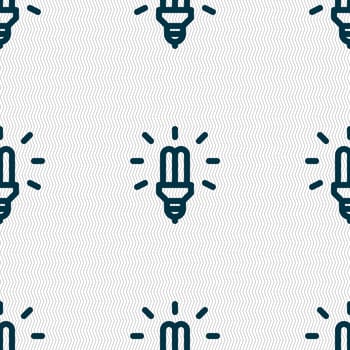 Led Bulb Icon sign. Seamless pattern with geometric texture. Vector illustration
