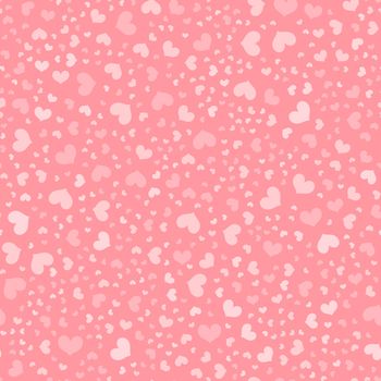 romantic chaotic seamless vector pattern made of pink hearts shapes