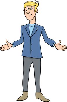 Cartoon Illustration of Young Man or Businessman Character