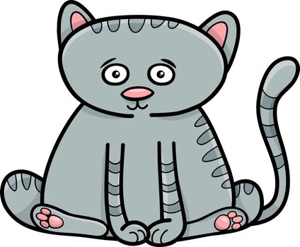 Cartoon Illustration of Cute Cat or Kitten Animal Character