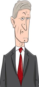 Cartoon Illustration of Politician or Businessman Character