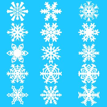 Set snowflakes icons on white background, vector illustration.