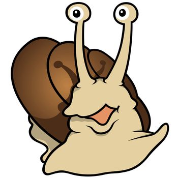 Smiling Brown Snail - Colored Cartoon Illustration, Vector