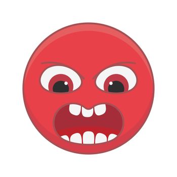 Angry and aggressive smiley red color on a white background
