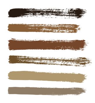 the brown vector strokes of paint on white background