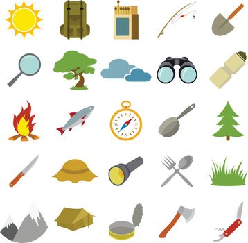 Vector image of set of flat tourism icons