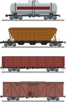 Vector image of a collection of icons of waggons