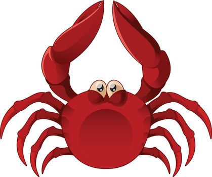 Vector image of a red cartoon crab