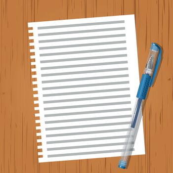 Vector image of a sheet with lines and a pen