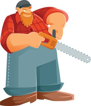 Vector image of a Woodcutter with his saw