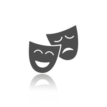 Masks icon with reflection on white background illustration