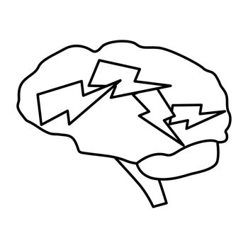 simple zapped brain icon vector