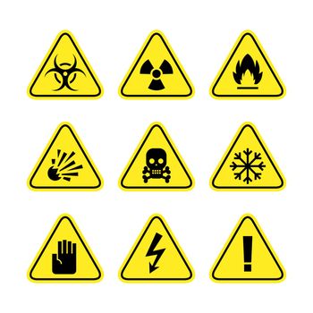 Illustration warning signs of danger, format EPS 10