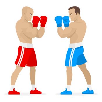 Illustration boxers athletes stand in rack, format EPS 10