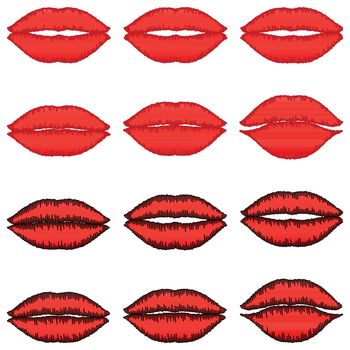 Red lips with dark red path and red lips with black path -set icons.
