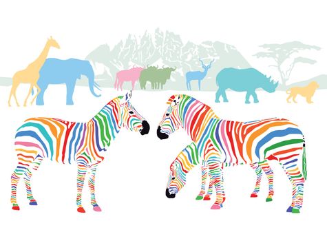 Colors of wild animals in the savannah