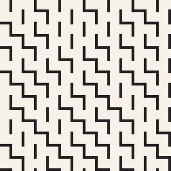 Irregular Maze Shapes Tiling Contemporary Graphic. Abstract Geometric Background Design. Vector Seamless Black and White Pattern.