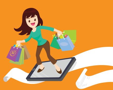 woman surf shopping online by smart phone.
