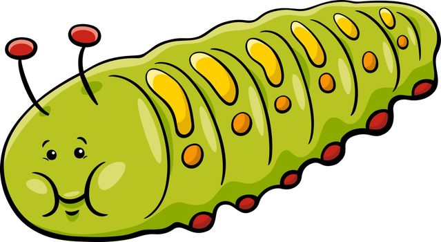Cartoon Illustration of Caterpillar Insect Animal Character