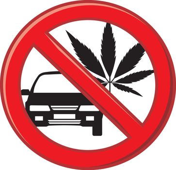 vector art pictogram prohibition on the use of drugs before or while driving a car