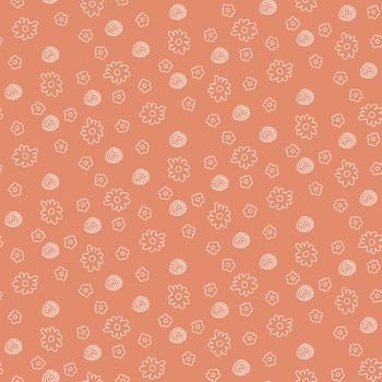 Cute seamless pattern with flowers. Unshaded drawing