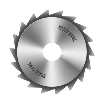 Realistic steel disc for circular saws, tool design elements, isolated on white background, vector illustration.