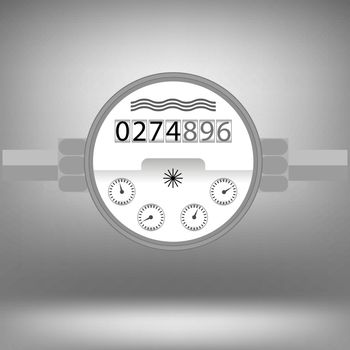 Water Meter Icon Isolated on Grey Background. Devise for Measuring Water Cosumption.