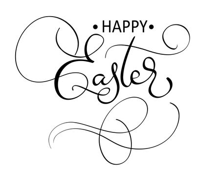 vector happy easter text on white background. Calligraphy lettering Vector illustration EPS10.