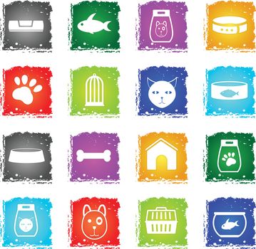 goods for pets web icons in grunge style for user interface design