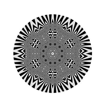 Ornamental Grey Round Pattern Isolated on White Background