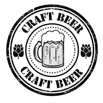 Craft Beer sign or stamp on white background, vector illustration