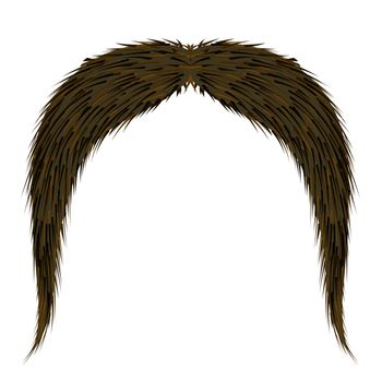 Brown Hairy Mustache Isolated on White Background